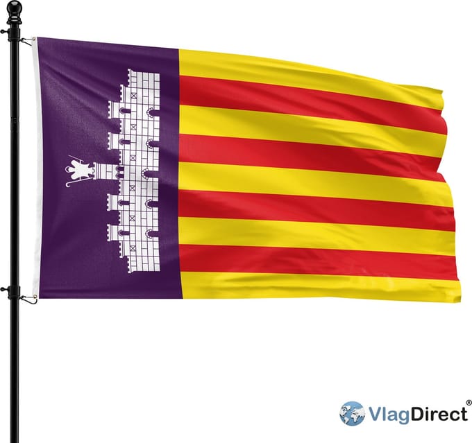 VlagDirect - Mallorcaanse vlag - Mallorca vlag - 90 x 150 cm.