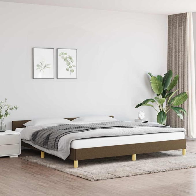 vidaXL - Bedframe - zonder - matras - stof - donkerbruin - 200x200 - cm