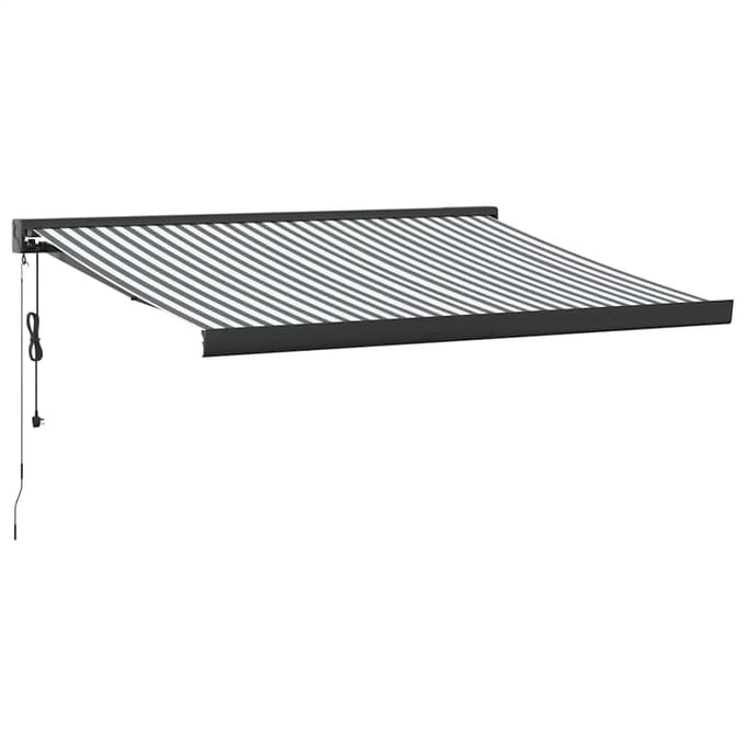 vidaXL - Uitschuifbare - luifel - Antraciet - en - Wit - met - Antraciet - Frame