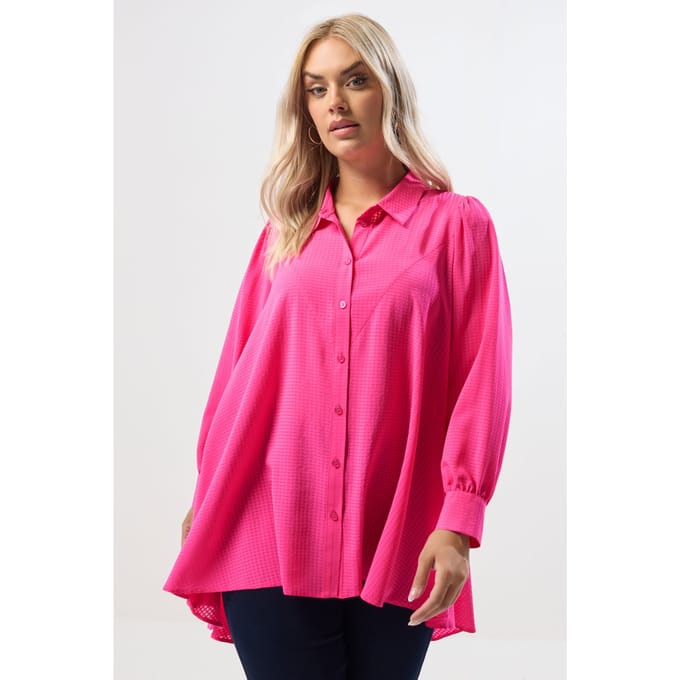 Yours Roze Overhemd Met Gedipte Zoom Size 48