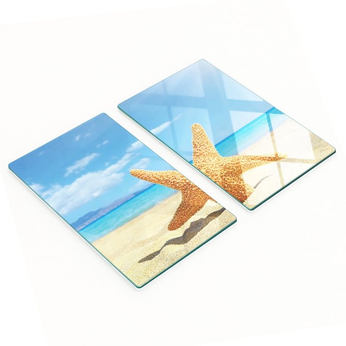 Glazen snijplanken met afbeeldingen van zeesterren en strand, 2x30x52 cm