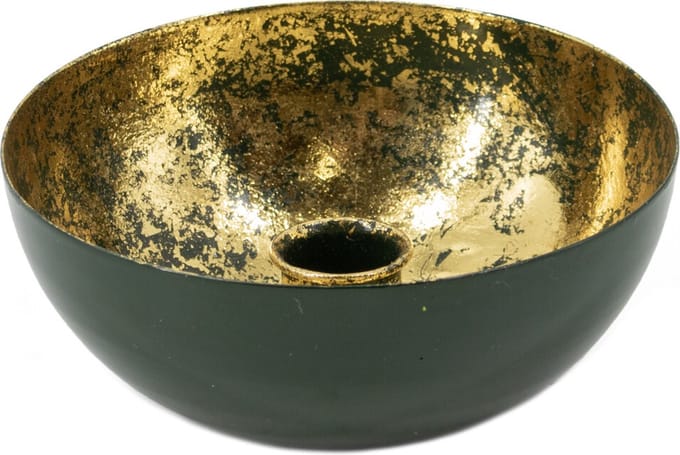 Kaarsenstandaard groen met goud