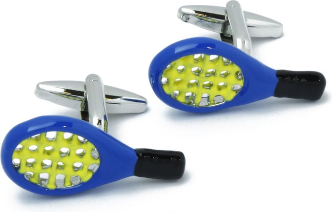 Manchetknopen - Tennisracket Blauw met Geel
