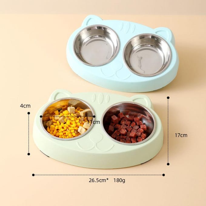 Macaron Huisdier Dubbele Kom Plastic Kitten Hondenvoer Drinkbak Feeder Kat Voeden Dierbenodigdheden Accessoires roze
