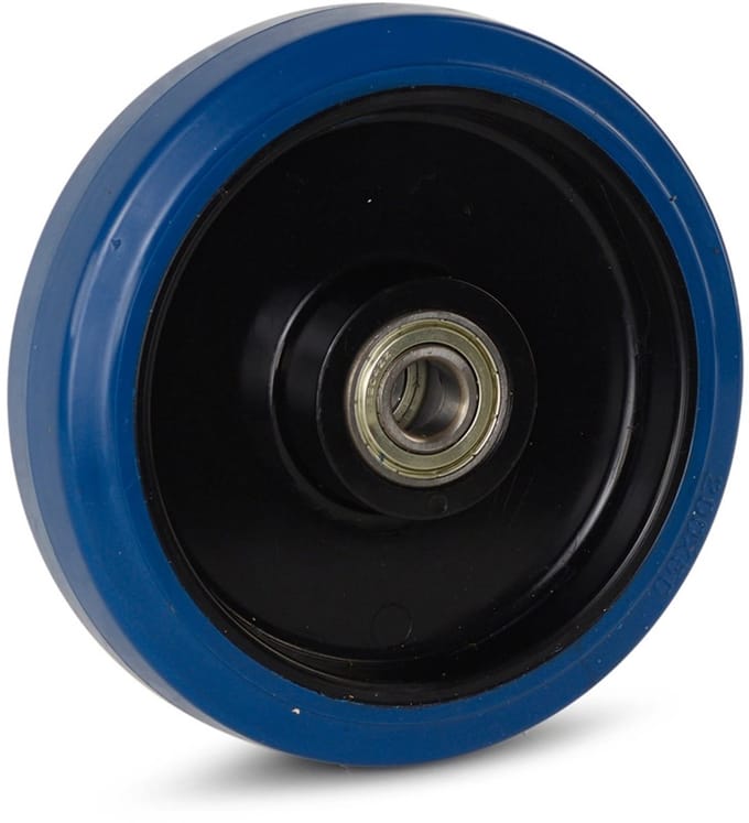 Blauw elastisch rubber wiel 200mm - 350kg