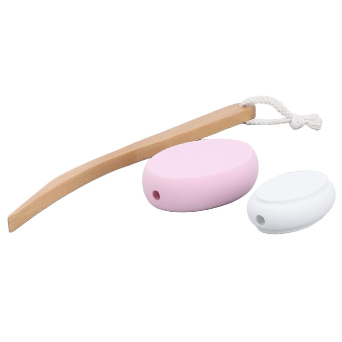 Lotion Applicator Lange Handgreep Rugcrème Applicator met 4 Vervangbare Pads voor Oudere Vrouwen white