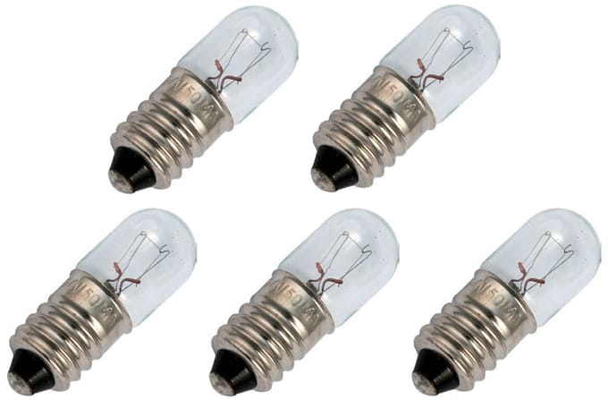 Signaallamp E10 55V 4W - 66 mAh - 5 stuks - T10 Gloeilamp Ø10mm - 28mm - 2500K - Dimbaar