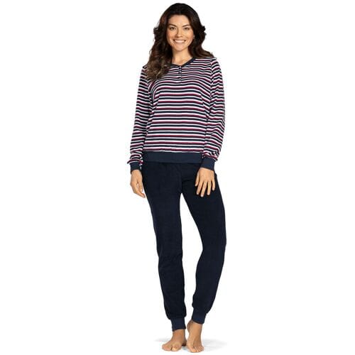 Badstoffen strepen pyjama Comtessa - Blauw - Maat - 46
