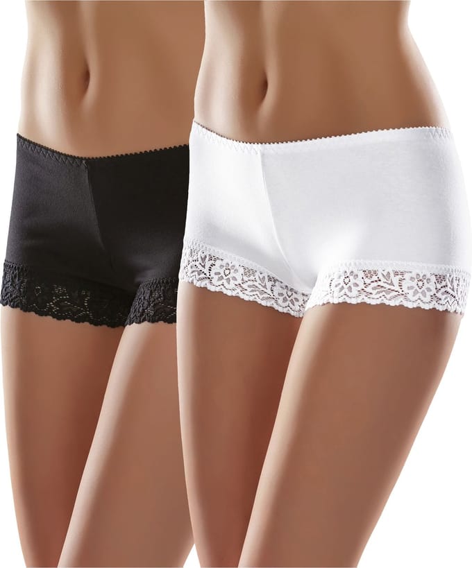 Merry Style Dames Boxershort Onderbroek - Katoen - Regular Taille - 2-Pack - MS-GAB-55-Boxer-2P - (2Pack) Zwart/Wit - M