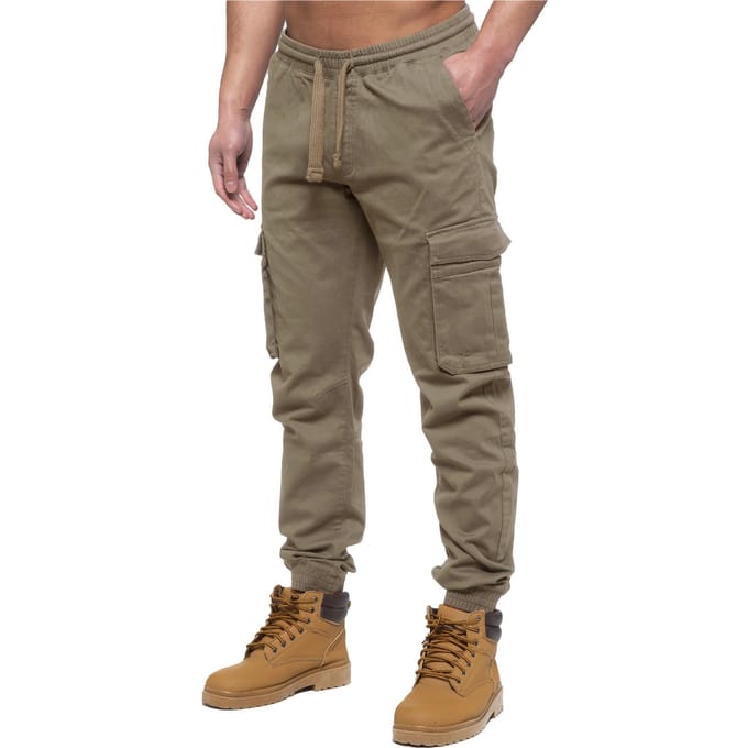 Enzo | Heren Cargo Jogger Jeans - Beige