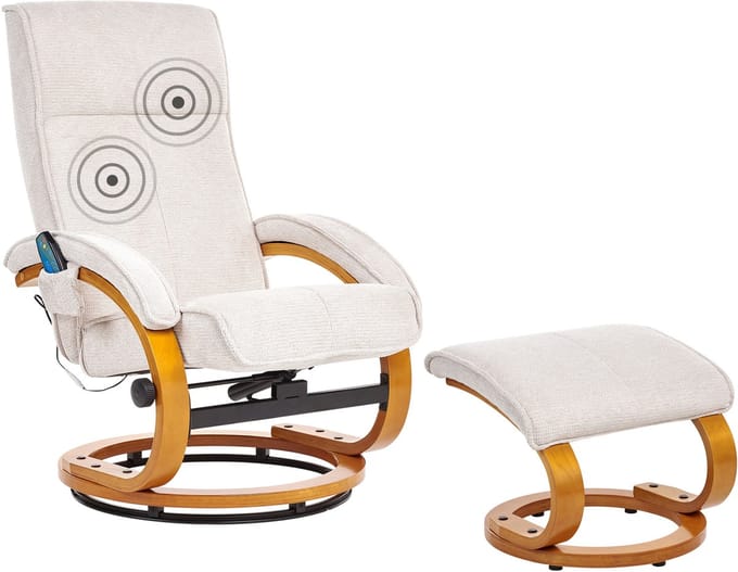 HERO - Relaxfauteuil met voetenbank - Lichtbeige - Polyester