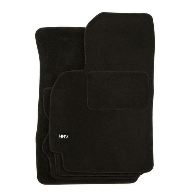 Vloermatten - Logo - Honda HRV - Zwart velours - 4 stuks - Antislip en waterdicht