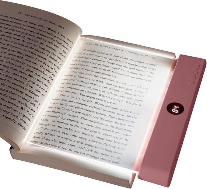 Draagbare Bookmark Light, Flat Book Light met Timer, Bright Light Lamp Board Lightwedge Book Light - Eye Protection, Dimmable, Panel Book Reading Light voor lezen in bed, Night Reading, Auto (Roze)
