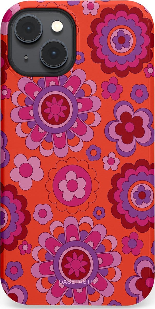 Casetastic hoesje geschikt voor Apple iPhone 14 Plus - MagSafe - Dubbellaagse bescherming - Retro warmte - Fashion Case - Rood Lavendel Roze