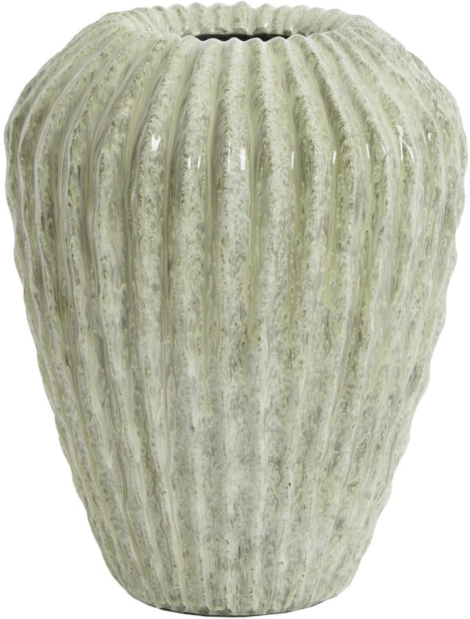 Light & Living vaas CACTI van steen in mintgroene kleur - Ø29x37 cm
