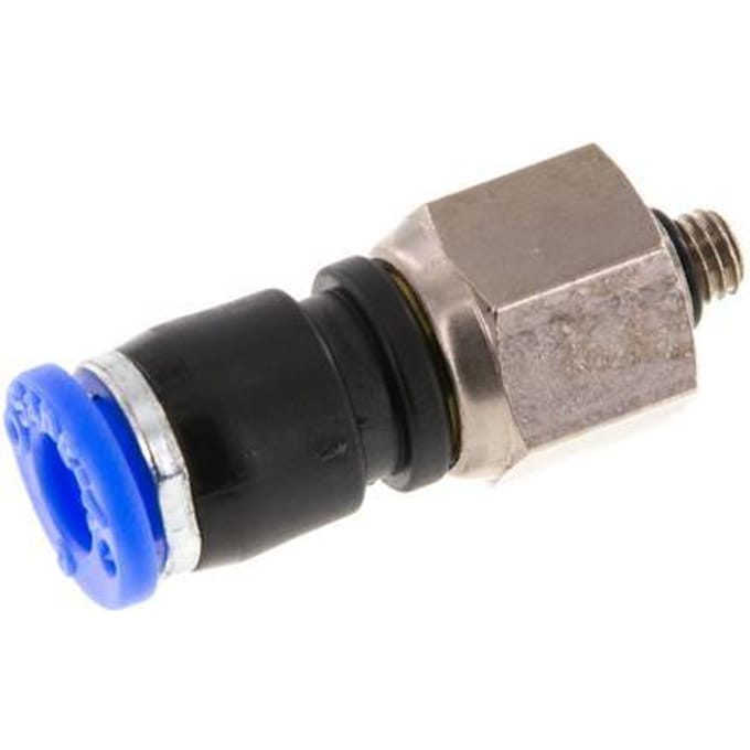 6mm & M5 Draaidoorvoer Insteek Buitendraad Vernikkeld Messing/PBT NBR