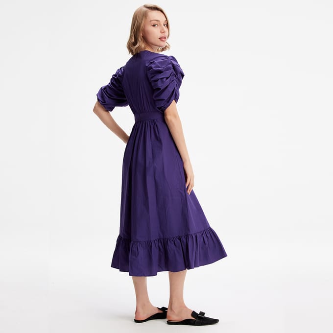 Trapeze -jurk met gepofte mouwen