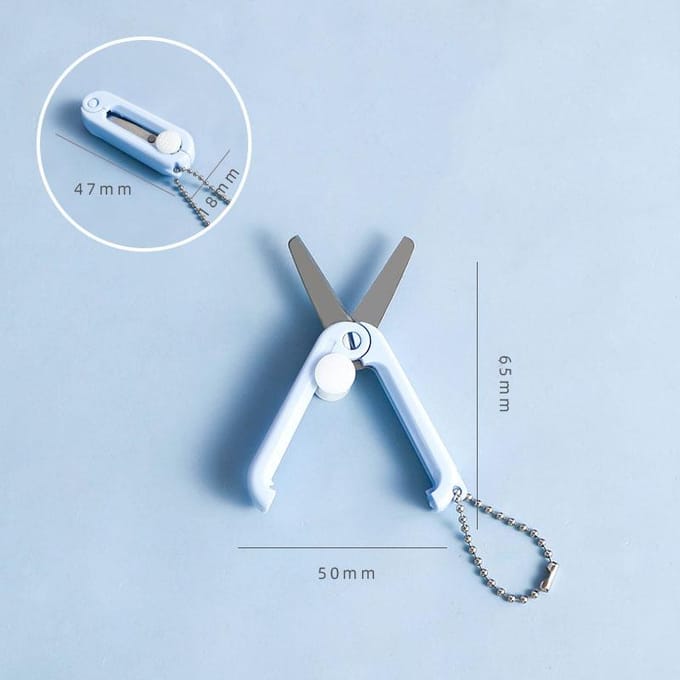 Mini ciseaux portables pour étudiants de bureau, 1 pièce, Mini ciseaux créatifs rétractables et pliants, multi-fonctionnels, sécurité, petits ciseaux mignons bleu