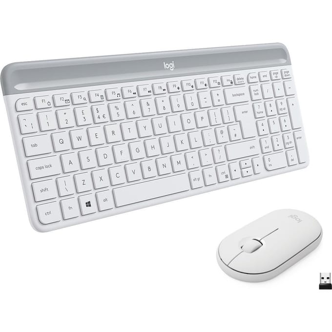 Logitech MK470 Slim Combo - Draadloos Toetsenbord en Muis - QWERTY - Wit