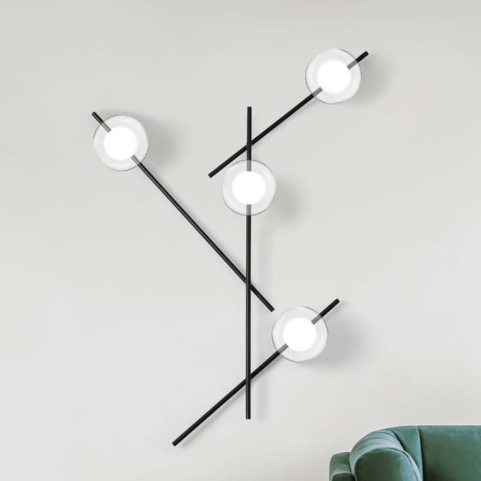 miloox by Sforzin Wandlamp Mikado, helder/frosted, 4-lamps