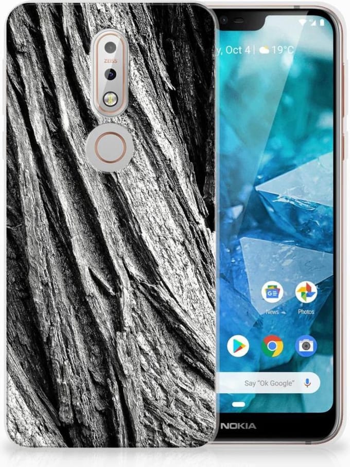 Bumper Hoesje Nokia 7.1 Boomschors Grijs