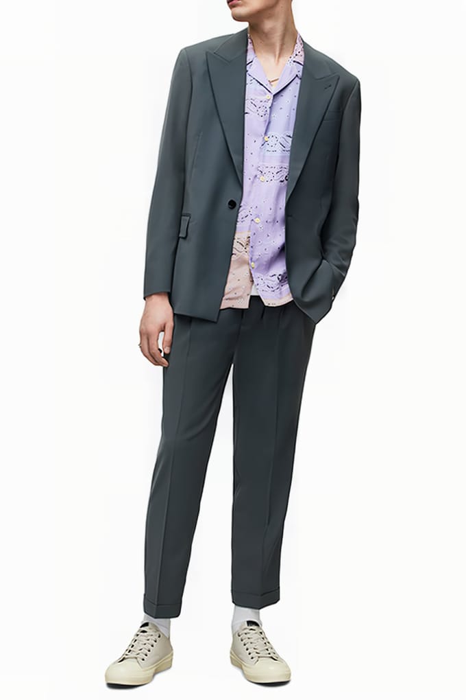AllSaints Berto Trouser Smoke Blue Größe: W36 | Bundfaltenhosen Outlet | Herren | Blau