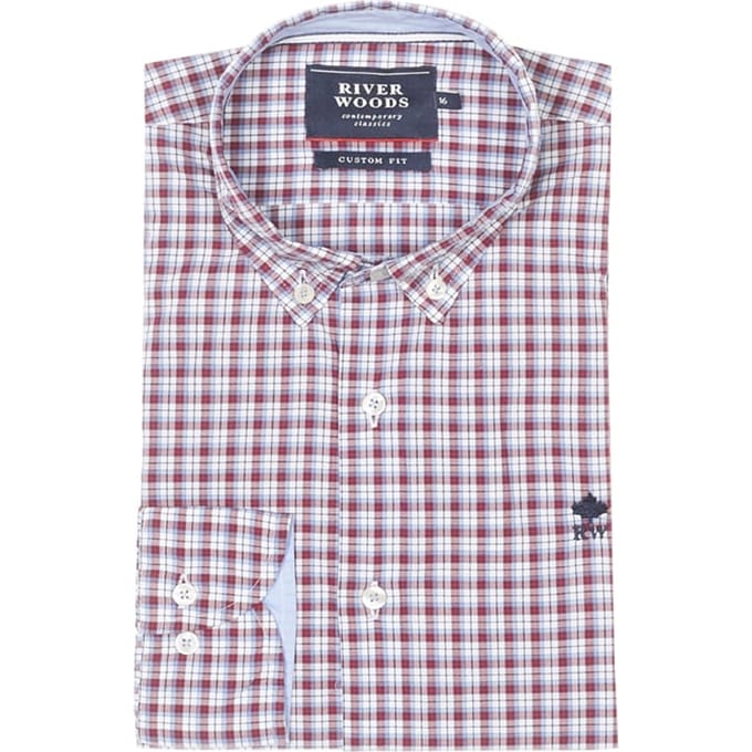 River Woods Cf Ls Princeton Clr Shirt Red Maat: 16 | Overhemden Outlet | Unisex | Wit