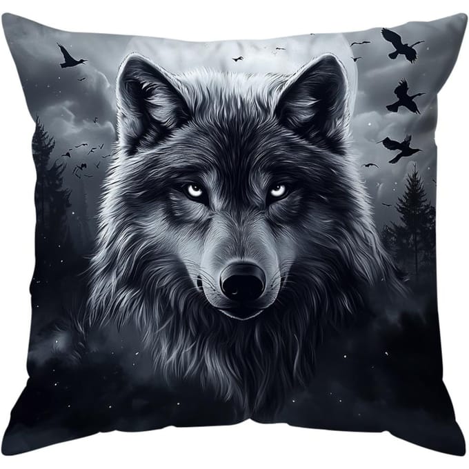 Coussins Thème Loup Taie d'oreiller Housse de coussin en polyester Coussin d'appoint Housse de coussin Décoration de canapé de maison 45x45cm