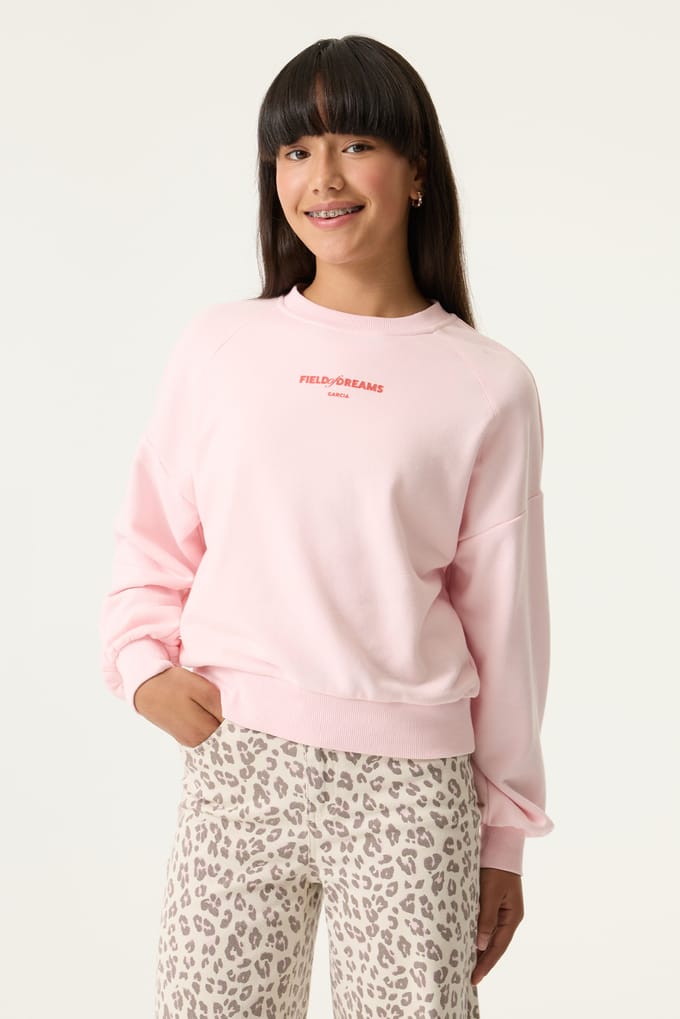 GARCIA Meisjes Tekst Print Sweater Roze Lange mouw