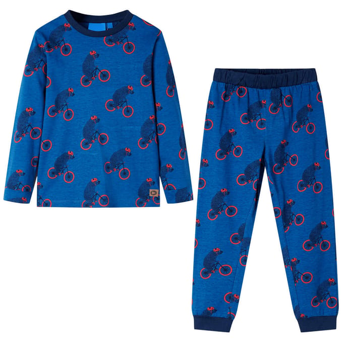 vidaXL - Kinderpyjama - met - lange - mouwen - 128 - petroleumkleurig