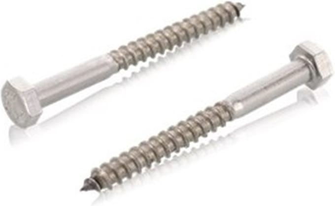 Houtdraadbout Din571 8X130Mm Rvs A2 - 50 stuks