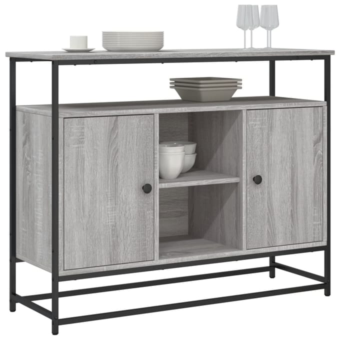 vidaXL Dressoir 100x35x80 cm bewerkt hout grijs sonoma