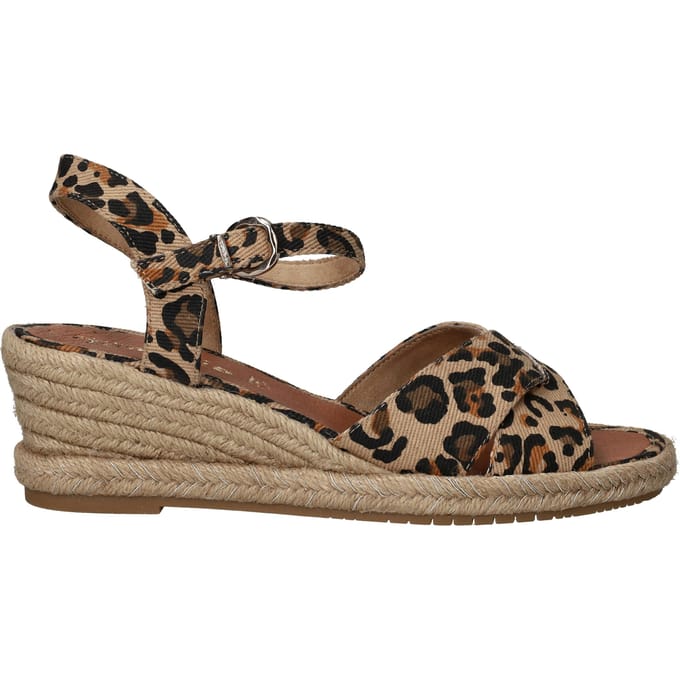 Tamaris Tamaris Leopard Espadrilles met hak bruin Textiel