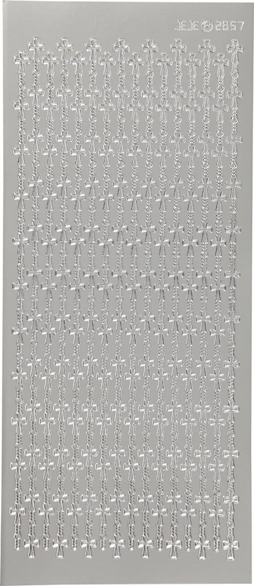 Stickers, kruis, vel 10x23 cm, zilver, 1 vel