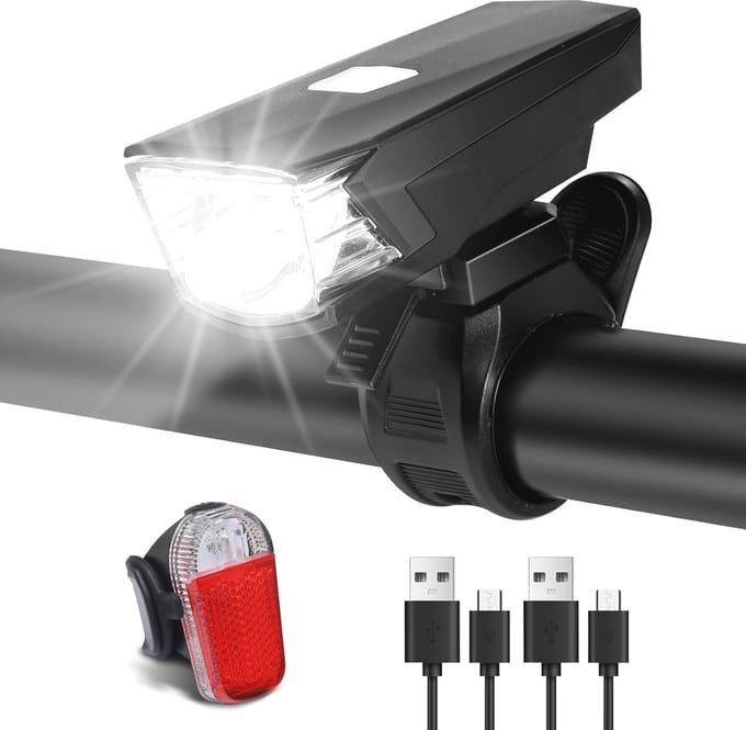 Oplaadbare LED Fietsverlichting Set met StVZO Keurmerk en Waterdichte Lichten
