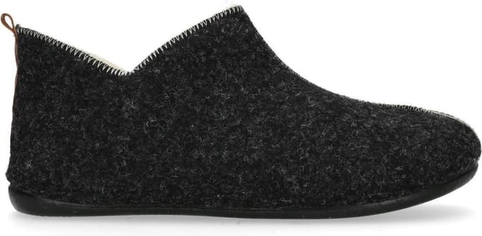 Manfield - Dames - Donkergrijze pantoffels - Maat 38