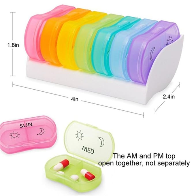 Draagbare dagelijkse pillendoos AM PM 7-daagse pillenhouder Medicatietablet Opbergdoos Dispenser Organizer