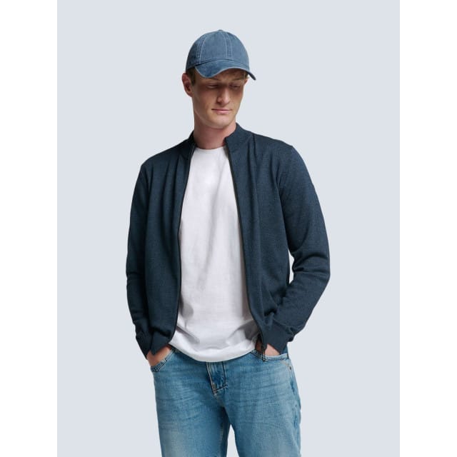 No Excess Cardigan 2 coloured melange navy