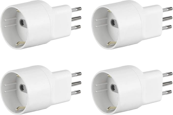Ruimtebesparende Elektronische Adapter - 4 Stuks, Wit