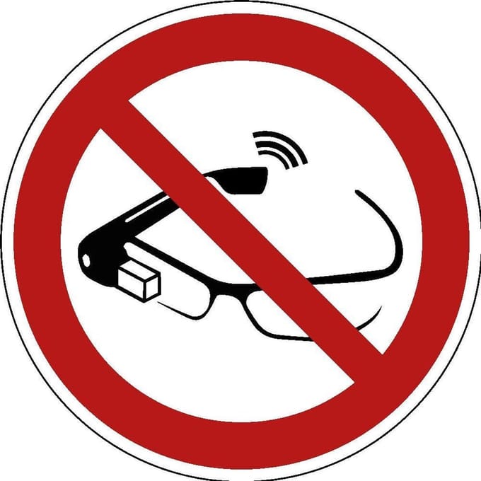 Slimme brillen verboden sticker - ISO 7010 - P044 50 mm - 10 stuks per kaart