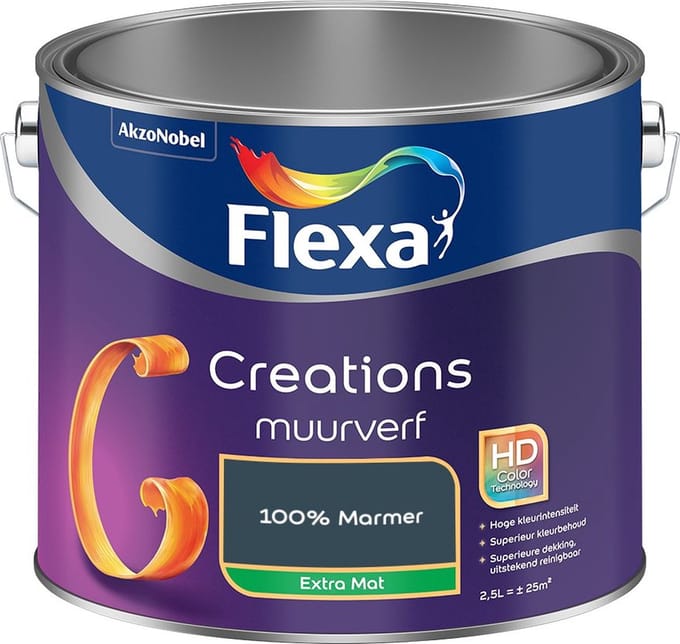 Flexa - Creations Muurverf Extra Mat - 100% Marmer - Mengverf - 2,5 L