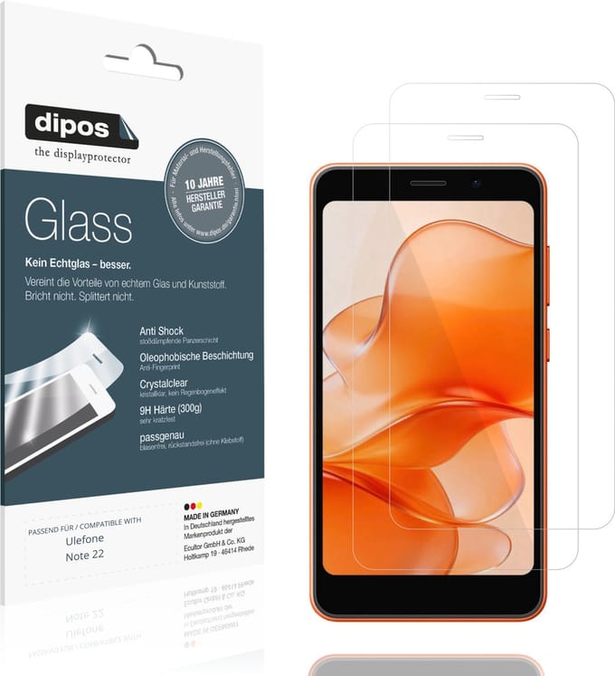 dipos – 2x Pantserfolie geschikt voor Ulefone Note 22 | 9H Screenprotector