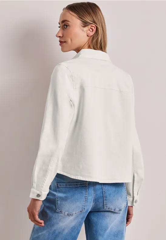 Denim jack met knoopsluiting en borduursel
