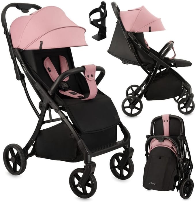 MoMi PAOLA - Compacte Buggy - Automatisch Opvouwbaar - Verstelbare Rugleuning - Roze
