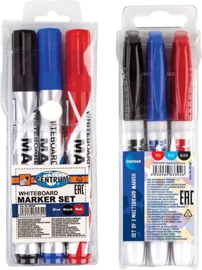 Whiteboard marker/stift - 3x stuks - multi - uitwisbaar - kantoor