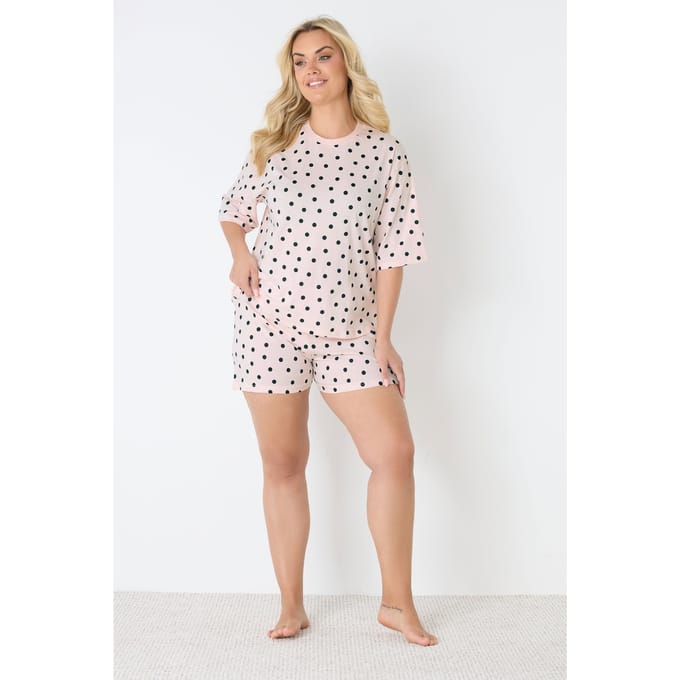 Yours Roze Pyjamashorts Met Stippen Size 46-48
