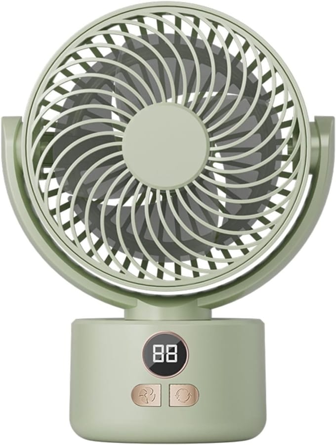 KZQ USB tafelventilator wit – 1200mAh oplaadbaar, 3 snelheden, stil (<25dB), 140° kantelbaar, 120° slingerend