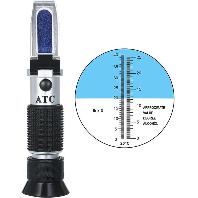 Wijnsuikerconcentratierefractometer Draagbare alcoholmeter Draagbare druiven-Brix ATC-refractometer zwart