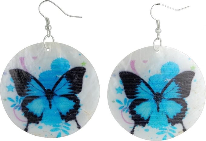 Behave - Oorhangers schelp met vlinderprint - zomeraccessoire