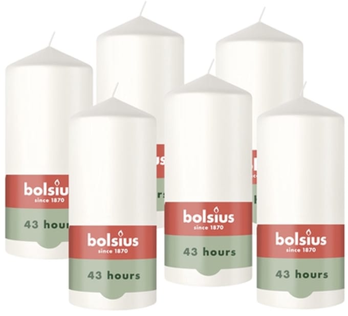 Bolsius - Gladde Stompkaarsen - 6 Stuks - Wit - 13 cm - 43 Branduren